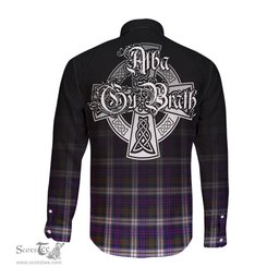 ScotsTee Shop Scottish MacDonald Dress Modern Clan Crest Tartan Alba Gu Brath Celtic Inspired Tartan Long Sleeve Shirt