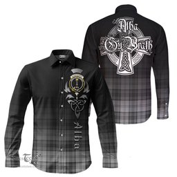 ScotsTee Shop Scottish Glendinning Clan Crest Tartan Alba Gu Brath Celtic Inspired Tartan Long Sleeve Shirt