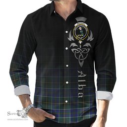 ScotsTee Shop Scottish MacInnes Modern Clan Crest Tartan Alba Gu Brath Celtic Inspired Tartan Long Sleeve Shirt