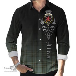 ScotsTee Shop Scottish Kelly Dress Clan Crest Tartan Alba Gu Brath Celtic Inspired Tartan Long Sleeve Shirt