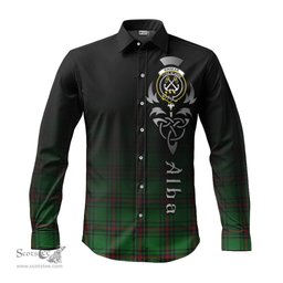 ScotsTee Shop Scottish Kinnear Clan Crest Tartan Alba Gu Brath Celtic Inspired Tartan Long Sleeve Shirt