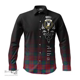 ScotsTee Shop Scottish Lindsay Modern Clan Crest Tartan Alba Gu Brath Celtic Inspired Tartan Long Sleeve Shirt