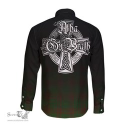 ScotsTee Shop Scottish MacAlister of Glenbarr Hunting Clan Crest Tartan Alba Gu Brath Celtic Inspired Tartan Long Sleeve Shirt