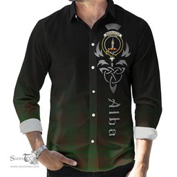 ScotsTee Shop Scottish MacAlister of Glenbarr Hunting Clan Crest Tartan Alba Gu Brath Celtic Inspired Tartan Long Sleeve Shirt