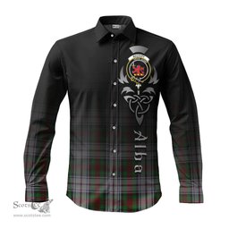 ScotsTee Shop Scottish MacDuff Dress Clan Crest Tartan Alba Gu Brath Celtic Inspired Tartan Long Sleeve Shirt