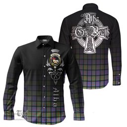 ScotsTee Shop Scottish MacDonald Ancient Clan Crest Tartan Alba Gu Brath Celtic Inspired Tartan Long Sleeve Shirt