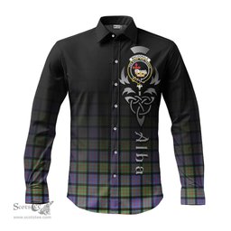 ScotsTee Shop Scottish MacDonald Ancient Clan Crest Tartan Alba Gu Brath Celtic Inspired Tartan Long Sleeve Shirt