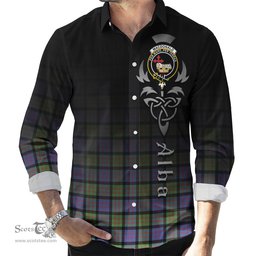 ScotsTee Shop Scottish MacDonald Ancient Clan Crest Tartan Alba Gu Brath Celtic Inspired Tartan Long Sleeve Shirt
