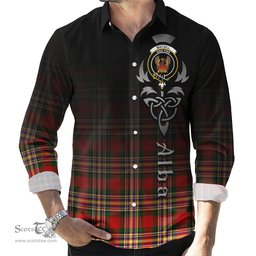 ScotsTee Shop Scottish MacGill Modern Clan Crest Tartan Alba Gu Brath Celtic Inspired Tartan Long Sleeve Shirt