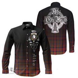 ScotsTee Shop Scottish Hepburn Clan Crest Tartan Alba Gu Brath Celtic Inspired Tartan Long Sleeve Shirt