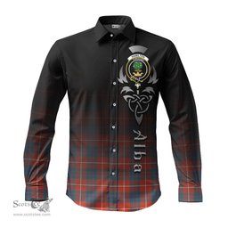ScotsTee Shop Scottish Hamilton Ancient Clan Crest Tartan Alba Gu Brath Celtic Inspired Tartan Long Sleeve Shirt
