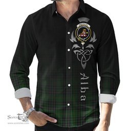ScotsTee Shop Scottish MacAulay Hunting Clan Crest Tartan Alba Gu Brath Celtic Inspired Tartan Long Sleeve Shirt