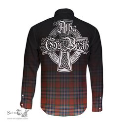 ScotsTee Shop Scottish MacFarlane Ancient Clan Crest Tartan Alba Gu Brath Celtic Inspired Tartan Long Sleeve Shirt
