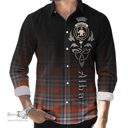 ScotsTee Shop Scottish MacFarlane Ancient Clan Crest Tartan Alba Gu Brath Celtic Inspired Tartan Long Sleeve Shirt