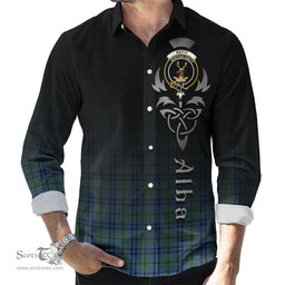 ScotsTee Shop Scottish Keith Clan Crest Tartan Alba Gu Brath Celtic Inspired Tartan Long Sleeve Shirt