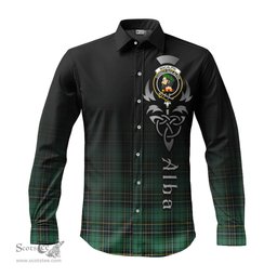 ScotsTee Shop Scottish MacAlpin Ancient Clan Crest Tartan Alba Gu Brath Celtic Inspired Tartan Long Sleeve Shirt