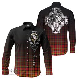 ScotsTee Shop Scottish Hepburn Modern Clan Crest Tartan Alba Gu Brath Celtic Inspired Tartan Long Sleeve Shirt