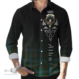ScotsTee Shop Scottish Ross Hunting Clan Crest Tartan Alba Gu Brath Celtic Inspired Tartan Long Sleeve Shirt