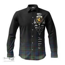 ScotsTee Shop Scottish Nicolson Hunting Ancient Clan Crest Tartan Alba Gu Brath Celtic Inspired Tartan Long Sleeve Shirt