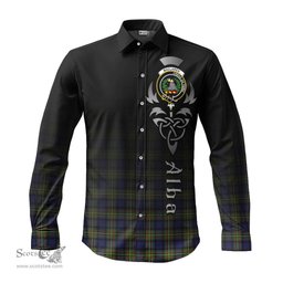 ScotsTee Shop Scottish MacLaren Modern Clan Crest Tartan Alba Gu Brath Celtic Inspired Tartan Long Sleeve Shirt