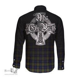 ScotsTee Shop Scottish MacLaren Modern Clan Crest Tartan Alba Gu Brath Celtic Inspired Tartan Long Sleeve Shirt