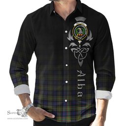 ScotsTee Shop Scottish MacLaren Modern Clan Crest Tartan Alba Gu Brath Celtic Inspired Tartan Long Sleeve Shirt