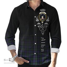 ScotsTee Shop Scottish Sempill Clan Crest Tartan Alba Gu Brath Celtic Inspired Tartan Long Sleeve Shirt