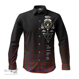ScotsTee Shop Scottish Ross Clan Crest Tartan Alba Gu Brath Celtic Inspired Tartan Long Sleeve Shirt