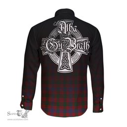 ScotsTee Shop Scottish Ross Clan Crest Tartan Alba Gu Brath Celtic Inspired Tartan Long Sleeve Shirt