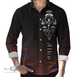 ScotsTee Shop Scottish Ross Clan Crest Tartan Alba Gu Brath Celtic Inspired Tartan Long Sleeve Shirt