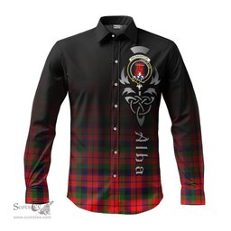 ScotsTee Shop Scottish MacNaughton Modern Clan Crest Tartan Alba Gu Brath Celtic Inspired Tartan Long Sleeve Shirt