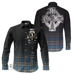 ScotsTee Shop Scottish Napier Ancient Clan Crest Tartan Alba Gu Brath Celtic Inspired Tartan Long Sleeve Shirt