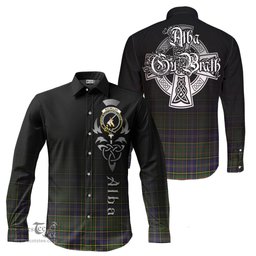 ScotsTee Shop Scottish MacMillan Hunting Modern Clan Crest Tartan Alba Gu Brath Celtic Inspired Tartan Long Sleeve Shirt