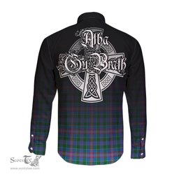 ScotsTee Shop Scottish Ralston Clan Crest Tartan Alba Gu Brath Celtic Inspired Tartan Long Sleeve Shirt