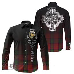 ScotsTee Shop Scottish MacPherson of Cluny Clan Crest Tartan Alba Gu Brath Celtic Inspired Tartan Long Sleeve Shirt
