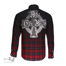 ScotsTee Shop Scottish Ruthven Modern Clan Crest Tartan Alba Gu Brath Celtic Inspired Tartan Long Sleeve Shirt
