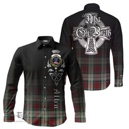 ScotsTee Shop Scottish Rose White Dress Clan Crest Tartan Alba Gu Brath Celtic Inspired Tartan Long Sleeve Shirt