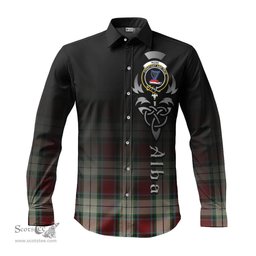 ScotsTee Shop Scottish Rose White Dress Clan Crest Tartan Alba Gu Brath Celtic Inspired Tartan Long Sleeve Shirt