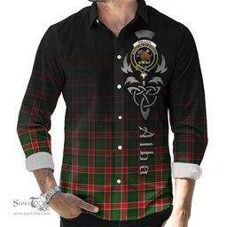 ScotsTee Shop Scottish Pollock Modern Clan Crest Tartan Alba Gu Brath Celtic Inspired Tartan Long Sleeve Shirt