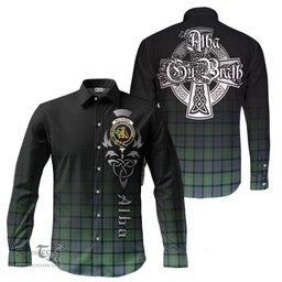 ScotsTee Shop Scottish MacThomas Ancient Clan Crest Tartan Alba Gu Brath Celtic Inspired Tartan Long Sleeve Shirt