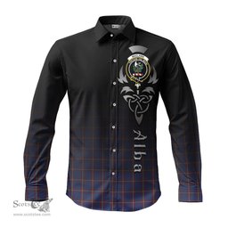 ScotsTee Shop Scottish MacLaine of Lochbuie Clan Crest Tartan Alba Gu Brath Celtic Inspired Tartan Long Sleeve Shirt