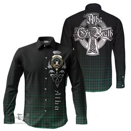 ScotsTee Shop Scottish Ross Hunting Modern Clan Crest Tartan Alba Gu Brath Celtic Inspired Tartan Long Sleeve Shirt