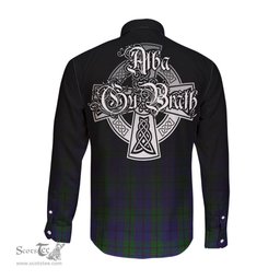 ScotsTee Shop Scottish Strachan Clan Crest Tartan Alba Gu Brath Celtic Inspired Tartan Long Sleeve Shirt
