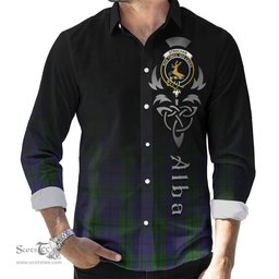 ScotsTee Shop Scottish Strachan Clan Crest Tartan Alba Gu Brath Celtic Inspired Tartan Long Sleeve Shirt