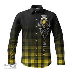 ScotsTee Shop Scottish MacLeod of Lewis Modern Clan Crest Tartan Alba Gu Brath Celtic Inspired Tartan Long Sleeve Shirt