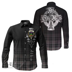 ScotsTee Shop Scottish Thompson Grey Clan Crest Tartan Alba Gu Brath Celtic Inspired Tartan Long Sleeve Shirt