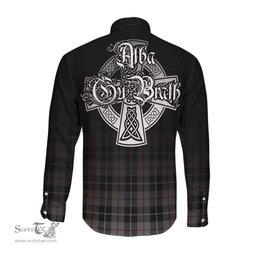 ScotsTee Shop Scottish Thompson Grey Clan Crest Tartan Alba Gu Brath Celtic Inspired Tartan Long Sleeve Shirt