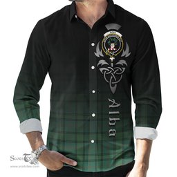 ScotsTee Shop Scottish Ross Hunting Ancient Clan Crest Tartan Alba Gu Brath Celtic Inspired Tartan Long Sleeve Shirt