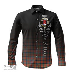 ScotsTee Shop Scottish MacNaughton Ancient Clan Crest Tartan Alba Gu Brath Celtic Inspired Tartan Long Sleeve Shirt