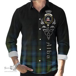 ScotsTee Shop Scottish MacNeil of Barra Clan Crest Tartan Alba Gu Brath Celtic Inspired Tartan Long Sleeve Shirt